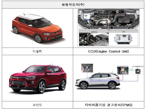 제작결함으로 리콜되는 쌍용차 티볼리·코란도[국토교통부 제공]