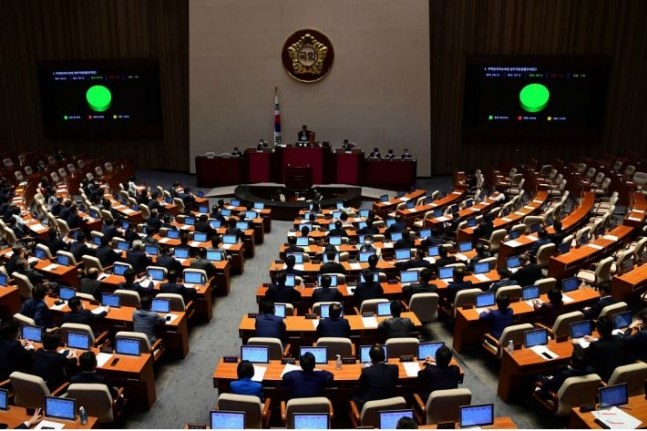 ▲ 30일 국회 본회의에서 임대차 2법이 미래통합당 의원들이 표결에 불참한 가운데 가결되고 있다. (사진=CBS노컷뉴스)