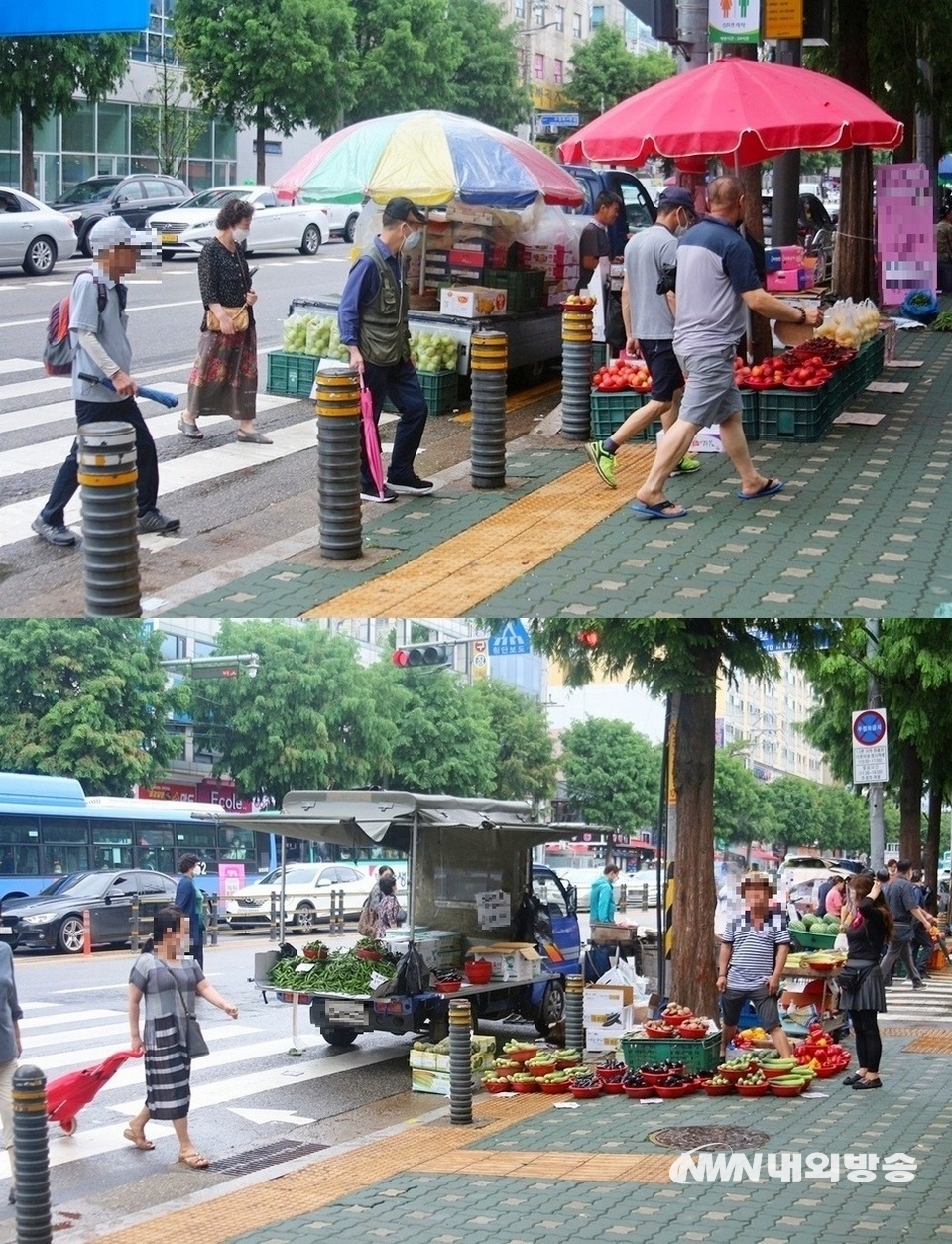 ▲ 트럭을 이요안 전문적인 노점상도 잡혔다. 이들은 상대적으로 행인이 많은 횡단보도 옆 도로에 트럭을 세우고 영업을 하고 있다. 그동안 경찰과 구청 단속은 한번도 없었다. (사진= 내외방송 정수남 기자)