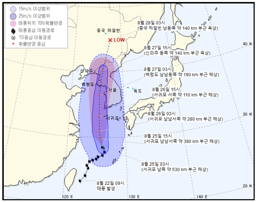 ▲ 제8호 태풍 바비의 예상경로 (사진=기상청)