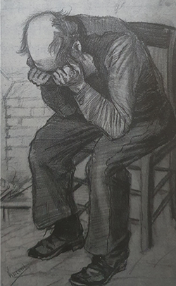 ▲ 얼굴을 감싸고 있는 노인(영원의 문 앞에서), 헤이그, 1882.11, 네덜란드 반 고흐 미술관
