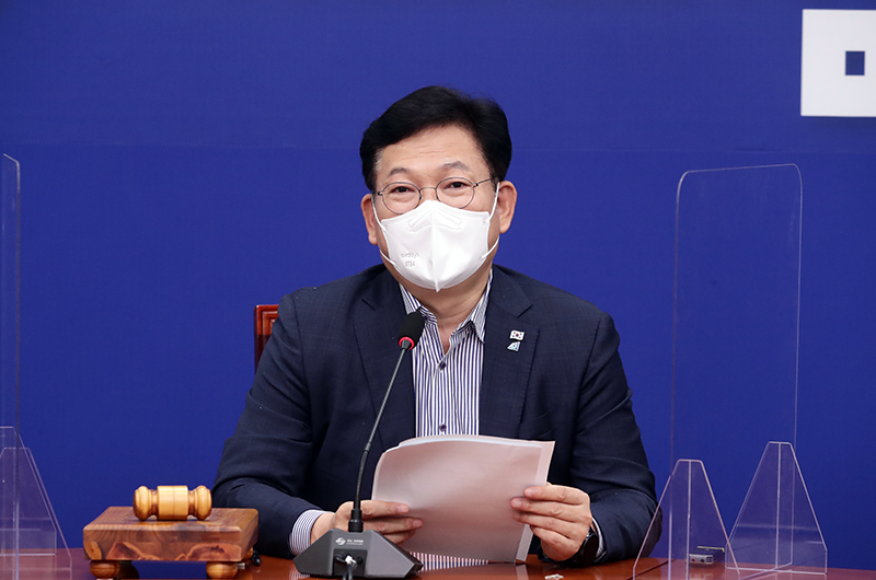▲ 21일 오전 서울 여의도 국회에서 열린 최고위원회에서 발언하고 있다. (사진=더불어민주당)