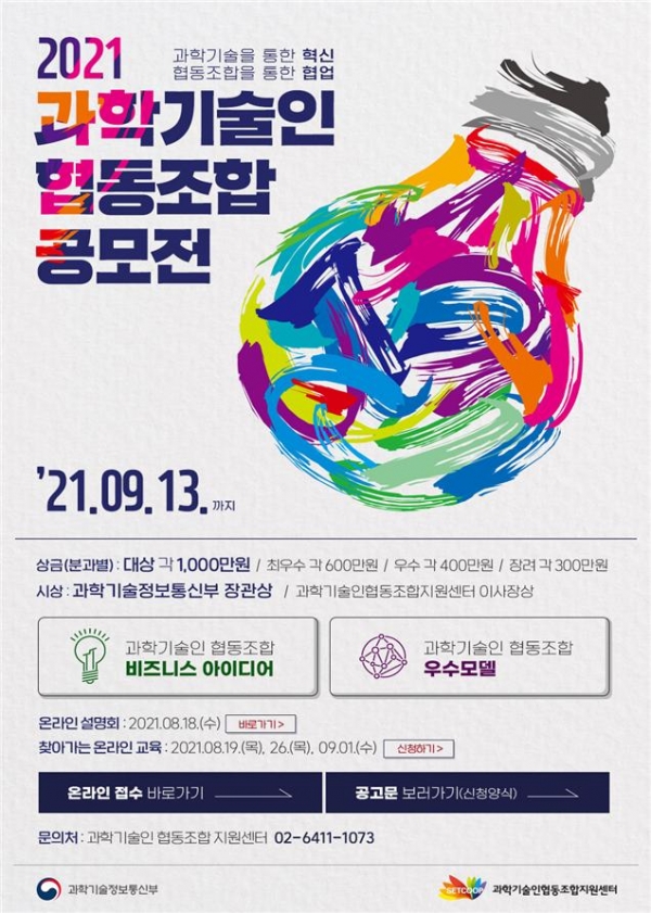 ▲ 2021 과학기술인 협동조합 공모전 포스터
