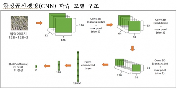 ▲ 합성곱신경망(CNN, Convolution Neural Network) 활용 구조.(사진=농촌진흥청)