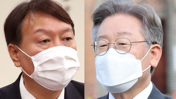 ▲ ▲ 윤석열 전 검찰총장과 이재명 경기도지사가 대통령 선거를 두고 양자대결 할 경우 설문조사 결과가 나와 화제다. 윤 전 총장이 10%p 정도 앞설 것이라고 4일 확인했다. (사진=MBC뉴스)