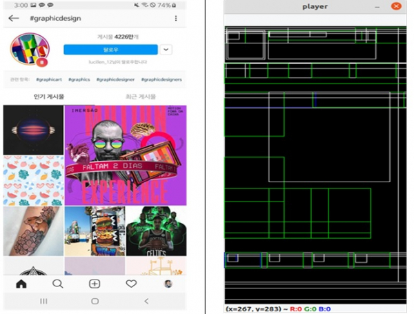 연구성과도, 앱 feature level 사용 분석 화면과 UI Layout 분석 (사진=KAIST 제공)