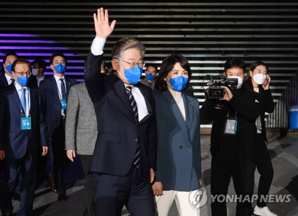 더불어민주당 이재명 후보와 부인 김혜경 씨. (사진=연합뉴스)