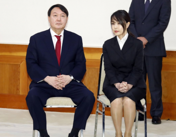 국민의힘 대선 후보인 윤석열 후보와 배우자 김건희 씨 (사진=청와대사진기자단)