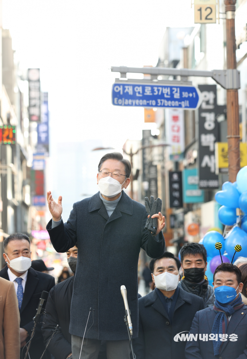 이재명 더불어민주당 대통령 후보가 24일 경기도 이천시 이천중앙로문화의거리에서 즉석 연설을 하고 있다. 2022.01.24. (사진=더불어민주당)