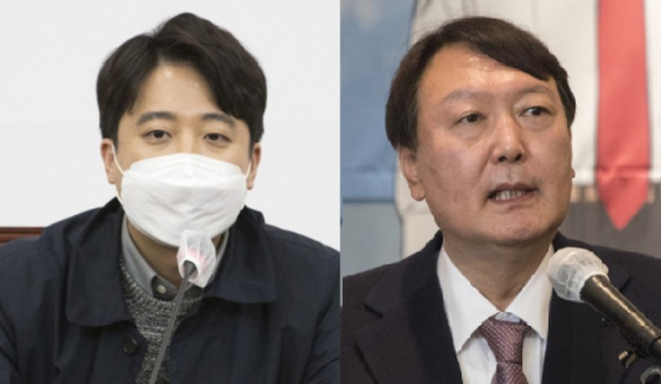 국민의힘 이준석 당 대표와 국민의힘 윤석열 대통령 후보. (사진=내외방송DB)