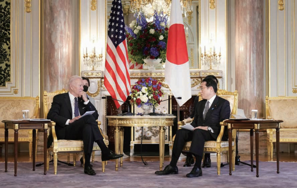 조 바이든 미국 대통령과 기시다 후미오 일본 총리가 23일 오전 일본 도쿄 소재 영빈관에서 회담하고 있다. (사진=연합뉴스)