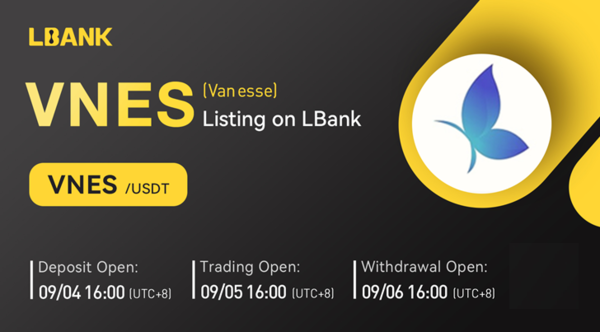 크로스인터내셔날 재단이 운영하는 블록체인 경매 플랫폼 '바네스(vanesse)'의 VNES 코인이 오는 5일 오후 4시 세계적인 거래소 엘뱅크(LBANK)에 추가 상장한다.
