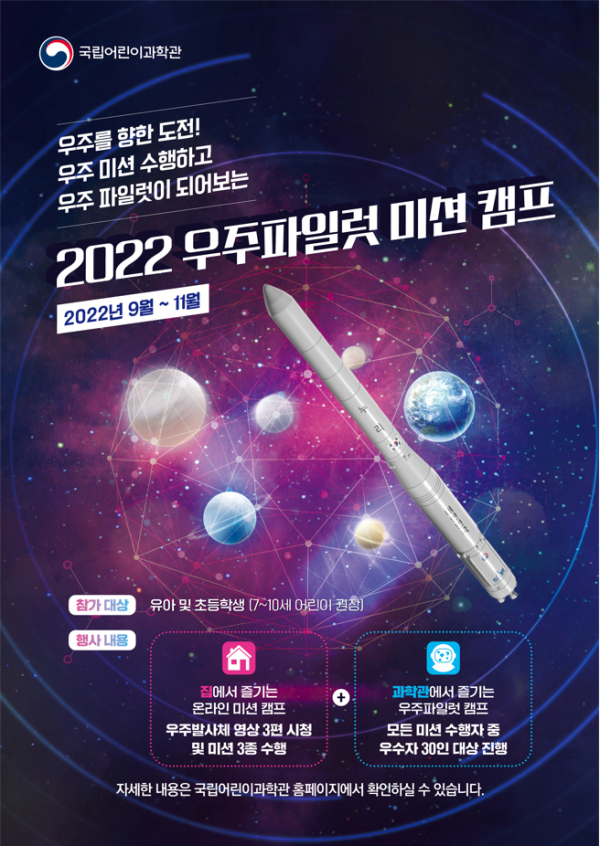 국립어린이과학관에서 11월 5일 '2022 우주파일럿 미션캠프'가 개최된다.(사진=국립어린이과학관)