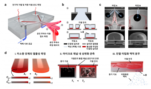 새롭게 제안한 '가열전극 통합 마이크로채널 공진기'의 개념도와 제작 사진.(사진=KAIST)