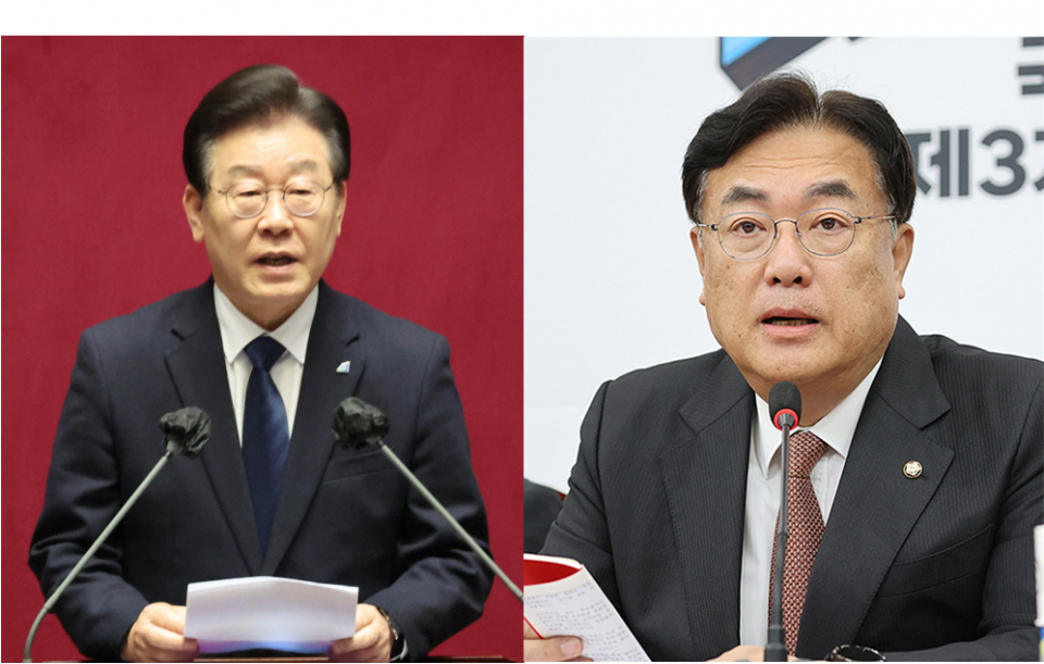 왼쪽부터 이재명 더불어민주당 대표, 정진석 국민의힘 비상대책위원장(사진=연합뉴스)