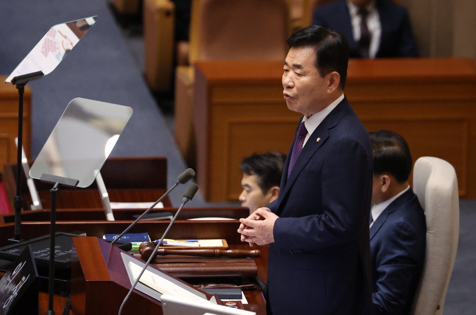 1일 정기국회를 개회하며 김진표 국회의장이 개회사를 하고 있다.(사진=연합뉴스)