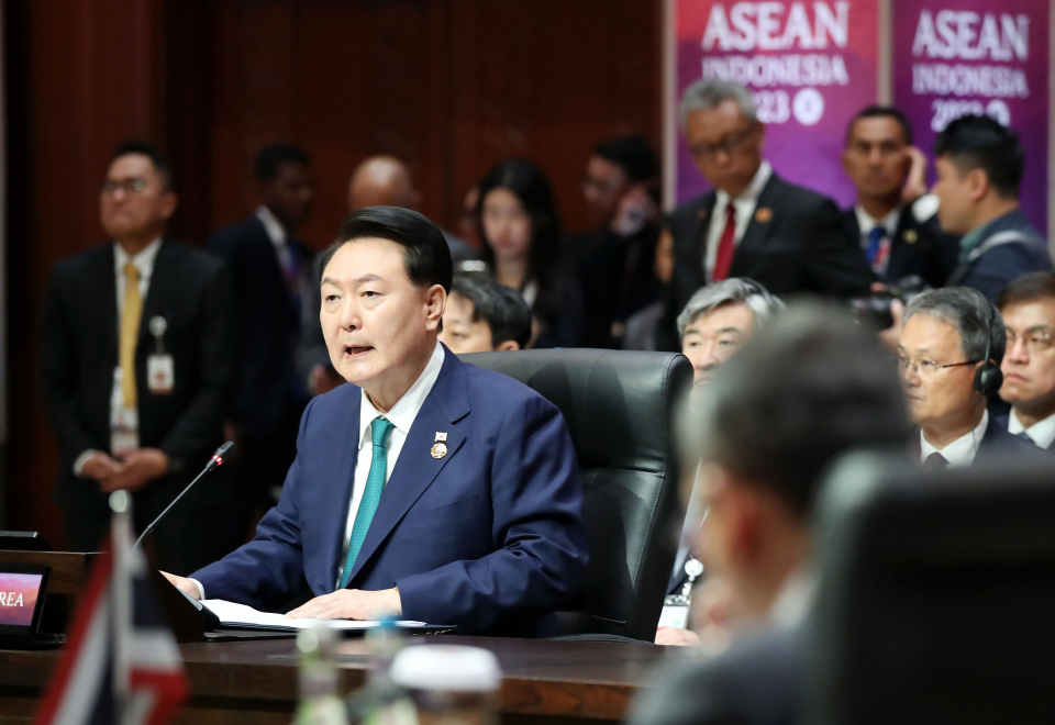 6일 한·아세안 정상회의에서 발언한 윤석열 대통령(사진=연합뉴스)