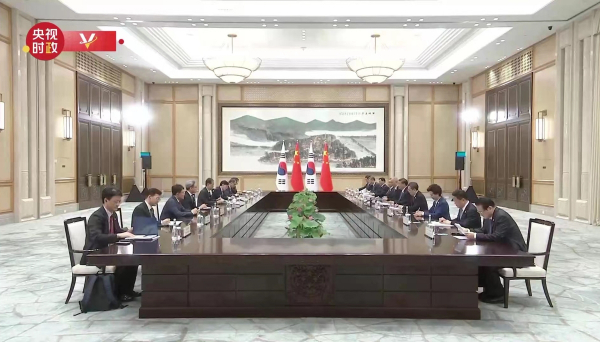 23일 열린 시진핑 중국 국가 주석과 한덕수 국무총리와의 면담. (사진=CCTV 캡처)