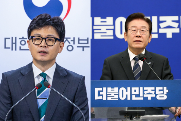 한동훈 법무부 장관(좌), 이재명 더불어민주당 대표(우) (사진=연합뉴스, 페이스북)