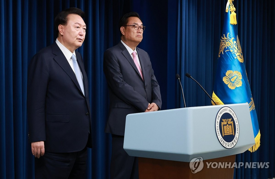 윤석열 대통령이 22일 직접 정진석 비서실장 임명을 발표했다.(사진=연합뉴스)