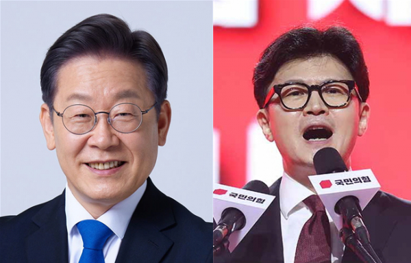 이재명 더불어민주당 대표(좌)와 한동훈 국민의힘 대표(우) (사진=페이스북, 국민의힘)