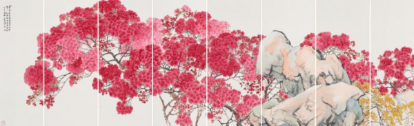 민경갑, 영산홍, 1977, 종이에 먹, 색, 129×400cm, 국립현대미술관 소장. (사진=국립현대미술관)