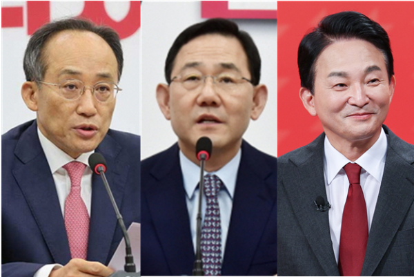 (좌측부터) 추경호 국민의힘 원내대표, 주호영 국회부의장, 원희룡 전 국토교통부 장관(사진=연합뉴스, 국민의힘)