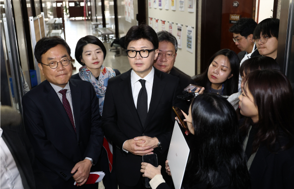 윤 대통령 담화 이후 발언에 나선 한동훈 국민의힘 대표(사진=연합뉴스)