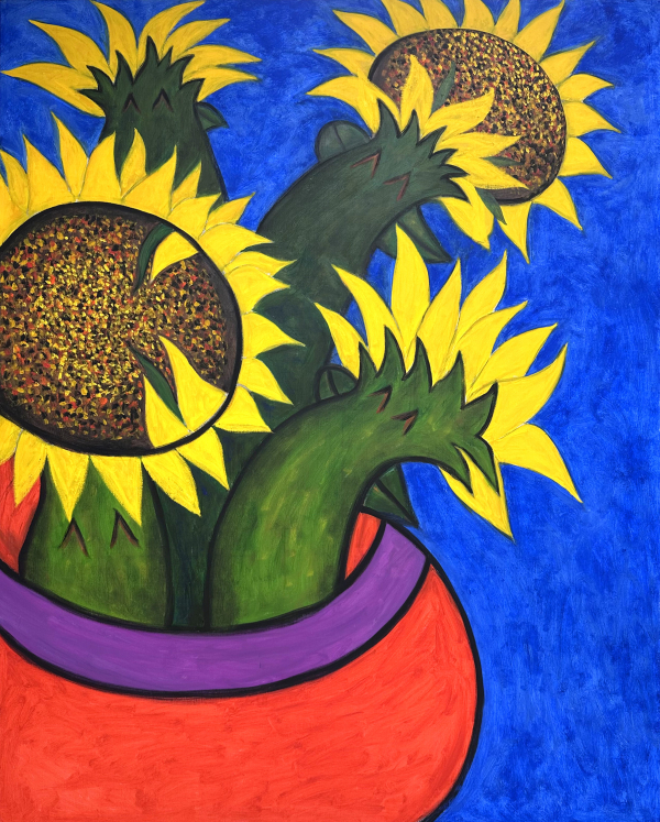 ‘Sunflowers in Cobalt blue with a Red vase’, Oil on Linen, 160.2x130.3cm, 2024. (사진=웨이브아이)